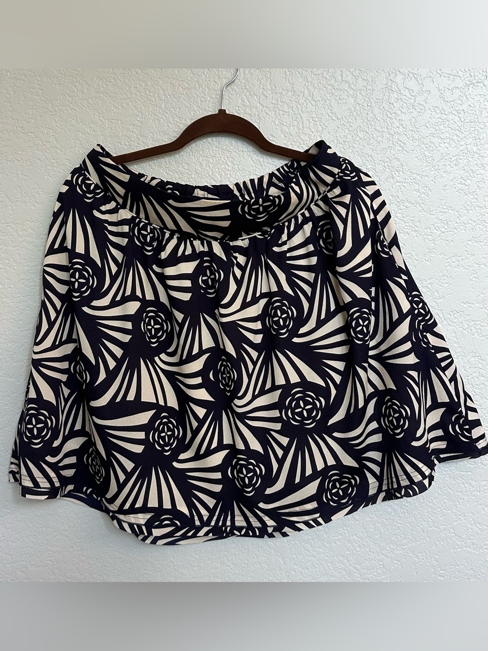 Corey Lynn Calter Navy Cream Geometric Floral Skirt M